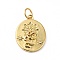 Rack Plating Brass Clear Cubic Zirconia Pendants, Flat Round Charm with Snake Pattern, Cadmium Free & Nickel Free & Lead Free, Real 18K Gold Plated, 17.5x14x2.5mm, Hole: 3.6mm