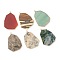 Natural Mixed Gemstone Pendants, with Golden Brass Edge, Irregular Polygon, 43x33x2mm, Hole: 1.6mm
