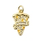 Rack Plating Brass Pendants, with Cubic Zirconia and Enamel, Pizza Charms, Long-Lasting Plated, Lead Free & Cadmium Free, with Jump Ring, Real 18K Gold Plated, 18.5x11.5x2.5mm, Hole: 3.5mm