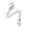 Brass End with Chain, with ABS Plastic Imitation Pearl, Cadmium Free & Nickel Free & Lead Free, Platinum, 65mm