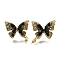 Brass Micro Pave Clear Cubic Zirconia & Quartz Stud Earring Findings, with 925 Sterling Silver Needle, for Half Drilled Beads, Cadmium Free & Nickel Free & Lead Free, Butterfly, Real 18K Gold Plated, 25x21mm, Pin: 11.5x0.8mm
