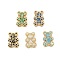 Brass Micro Pave Cubic Zirconia Slide Charms, Long-Lasting Plated, Bear, Golden, 15x11x7mm, Hole: 1x10mm and 3x1.5mm