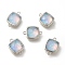 Synthetic Opal Connector Charms, Square Links, with Brass Findings, Platinum, 11.5x16.5x5.5mm, Hole: 1.5mm
