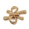 Brass Micro Pave Clear Cubic Zirconia Fold Over Clasps, Cadmium Free & Nickel Free & Lead Free, Long-Lasting Plated, Bowknot, Real 18K Gold Plated, 20x24x5mm, Hole: 0.9mm and 6.5x6mm