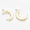 Brass Pendants, Cadmium Free & Nickel Free & Lead Free, Moon, Real 18K Gold Plated, 16x11.5x1mm, Hole: 1.2mm