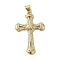 Rack Plating Brass Micro Pave Clear Cubic Zirconia Pendants, Long-Lasting Plated, Lead Free & Cadmium Free, Cross, Real 18K Gold Plated, 32x22.5x3.5mm, Hole: 4x3.5mm