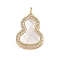 Brass Micro Pave Clear Cubic Zirconia Pendants, with Shell, Cadmium Free & Lead Free, Gourd, Real 18K Gold Plated, 21x13.5x2.5mm, Hole: 2x1.4mm