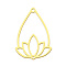 201 Stainless Steel Link Connectors, Laser Cut, Teardrop with Flower, Golden, 30x20.5x1mm, Hole: 1.2~1.6mm