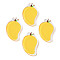 Translucent Acrylic Pendants, Double-Faced Printed, Mango, Gold, 27x17.5x2mm, Hole: 2mm