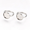 Tarnish Resistant Adjustable 304 Stainless Steel Finger Rings Components, Pad Ring Base Findings, Flat Round, Stainless Steel Color, Tray: 12mm, Inner Diameter: 17mm