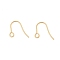 316 Surgical Stainless Steel Earring Hooks, Ear Wire, with Horizontal Loop, Real 24K Gold Plated, 15x12x0.7mm, Hole: 2mm
