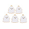 Alloy Enamel Pendants, Cadmium Free & Lead Free, Light Gold, Ghost, White, 21.5x17x1.5mm, Hole: 1.8mm