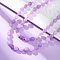Natural Dyed Malaysia Jade Tumble Stone Nuggets Beaded Long Necklaces for Women, Medium Purple, 45.28 inch(115cm)