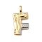 Brass Micro Pave Cubic Zirconia Pendants, Cadmium Free & Nickel Free & Lead Free, Letter Charms, Real 18K Gold Plated, Letter F, 27x14mm, Hole: 5x2.5mm