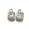 201 Stainless Steel Charms, with Crystal Rhinestone, Square, 9x6x3.5mm, Hole: 1.8mm