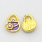 Golden Tone Alloy Rhinestone Enamel Cabochons, Lady Bag, Blue Violet, 11x9x4mm