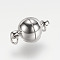 Brass Magnetic Clasps with Loops, Nickel Free, Round, Platinum, 16x10mm, Hole: 2mm