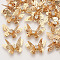 Brass Filigree Pendants, with Crystal Rhinestone, Cadmium Free & Nickel Free & Lead Free, 3D Butterfly, Light Gold, 12x20x4~7mm, Hole: 1.2mm