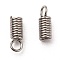 Tarnish Resistant 304 Stainless Steel Terminators, Coil Cord Ends, Stainless Steel Color, 10x4mm, Hole: 2.5mm, Inner Diameter: 2.5mm