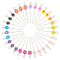 50Pcs 10 Colors Handmade Polymer Clay Flower Iron Head Pins, Straight Pins, Dressmaker Pins, Sewing Pin for DIY Sewing Crafts, with Acrylic Imitation Pearl, Mixed Color, 55x7~11mm, Pin: 0.6mm, 5pcs/color