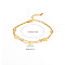 304 Stainless Steel Multi-strand Bracelets, Link Bracelets for Women, with Cubic Zirconia, Flower, 6-1/4 inch(16cm)+45mm