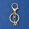 Alloy Initial Letter Charm Keychains, with Alloy Clasp, Golden, Letter M, 8.5cm
