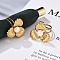 304 Stainless Steel Finger Rings, with Freshwater Pearl Beads, Flower, Ion Plating(IP) , Real 18K Gold Plated, US Size 6(16.5mm)