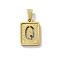 304 Stainless Steel Alphabet Pendants, Real 18K Gold Plated, Rectangle Charm, Letter Q, 17.5x12x2mm, Hole: 7.5x3.5mm