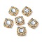 Brass Micro Pave Cubic Zirconia Multi-Strand Links, with Resin Imitation Aquamarine, Square Connector, Cadmium Free & Nickel Free & Lead Free, Real 18K Gold Plated, 14x14x5.5mm, Hole: 1mm