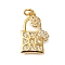 Rack Plating Brass Micro Pave Cubic Zirconia Pendants, Long-Lasting Plated, Lead Free & Cadmium Free, Real 18K Gold Plated Charms, with Jump Ring, Lock, 19x12.5x3mm, Hole: 3mm