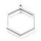 Non-Tarnish 304 Stainless Steel Open Back Bezel Pendants, Double Sided Polishing, For DIY UV Resin, Epoxy Resin, Pressed Flower Jewelry, Hexagon, Stainless Steel Color, 30.5x24x3mm, Hole: 2mm, Inner Size: about 24x21mm