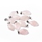Natural Rose Quartz Pendants, Hamsa Hand Charms, with Platinum Plated Alloy Snap on Bails, 24~24.5x15x7mm, Hole: 5.5x3mm