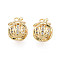 Brass Micro Pave Cubic Zirconia Charms, Cadmium Free & Nickel Free & Lead Free, Real 18K Gold Plated, Pomegranate, Clear, 11.5x10x8.5mm, Hole: 1.2mm