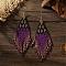 Bohemian Style Geometric Glass Seed Bead Handmade Tassel Dangle Earrings for Women