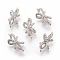 Brass Micro Pave Cubic Zirconia Links, Lead Free & Cadmium Free & Nickel Free, Bowknot, Real Platinum Plated, 8.5x18x5mm, Hole: 1mm