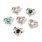 Alloy Pendant, with Glass, Heart Charms, Long-Lasting Plated, 
Lead Free & Cadmium Free, Platinum, Mixed Color, 19x21x4.5mm, Hole: 1.6mm