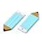 Handmade Polymer Clay Pendants, Pencil Shape, Sky Blue, 35~37x11.5~12.5x2mm, Hole: 1.4mm