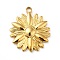 Ion Plating(IP) 304 Stainless Steel Pendants, Flower Charms, Real 18K Gold Plated, 25.5x22x3mm, Hole: 2.5mm