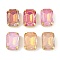 Brass Glass Rhinestone Sew on Rhinestones, Faceted, Rectangle, Mixed Color, Golden, 14x10x7.5mm, Hole: 1mm