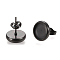 304 Stainless Steel Stud Earring Settings, with Ear Nuts, Flat Round, Electrophoresis Black, 12.5mm, Pin: 0.8mm, Tray: 10mm