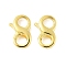 925 Sterling Silver Lobster Claw Clasps, 8-Shaped, Golden, 12x7.5x3mm, Hole: 3.5mm
