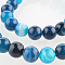 Natural Striped Agate/Banded Agate Round Bead Strands, Dyed, Deep Sky Blue, 8mm, Hole: 1mm, about 49pcs/strand, 14.96 inch