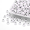 Acrylic Beads, with Horizontal Hole, Letter, Flat Round, Letter.P, 7x4mm, Hole: 1mm, about 3500pcs/500g