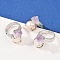 Nuggets Natural Amethyst & Pearl Open Cuff Rings, Brass Adjustable Rings for Women, Long-Lasting Plated, Platinum, 18~22mm, Inner Diameter: 17.5~18mm