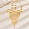 Luxurious Geometric Rectangle Oval Tassel Jewelry Set for Women's Party Wedding, Iron Earrings & Necklaces Sets, Golden