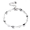 304 Stainless Steel Link Bracelets, with Enamel and Lobster Claw Clasps, Evil Eye & Cross, Stainless Steel Color, Black, 7-1/4 inch(18.5cm)