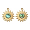 304 Stainless Steel Natural Paua Shell Pendants, Sun Charms, Ion Plating(IP), Real 18K Gold Plated, 18.5x16x2.5mm, Hole: 1.5mm