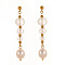Stainless Steel Rondelle Tassel Stud Earrings, with Imitation Pearl, Golden, 55x7.8mm