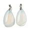 Opalite Pendants, Teardrop Charms, with Rack Plating Platinum Tone Brass Findings, Cadmium Free & Lead Free, 34x18x7.5mm, Hole: 4x5mm