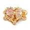 Brass Micro Pave Cubic Zirconia Box Clasps, Nickel Free, Heart, Real 18K Gold Plated, 2-Strand, 4-Hole, Lavender Blush, 12.5x18x9mm, Hole: 1.2mm